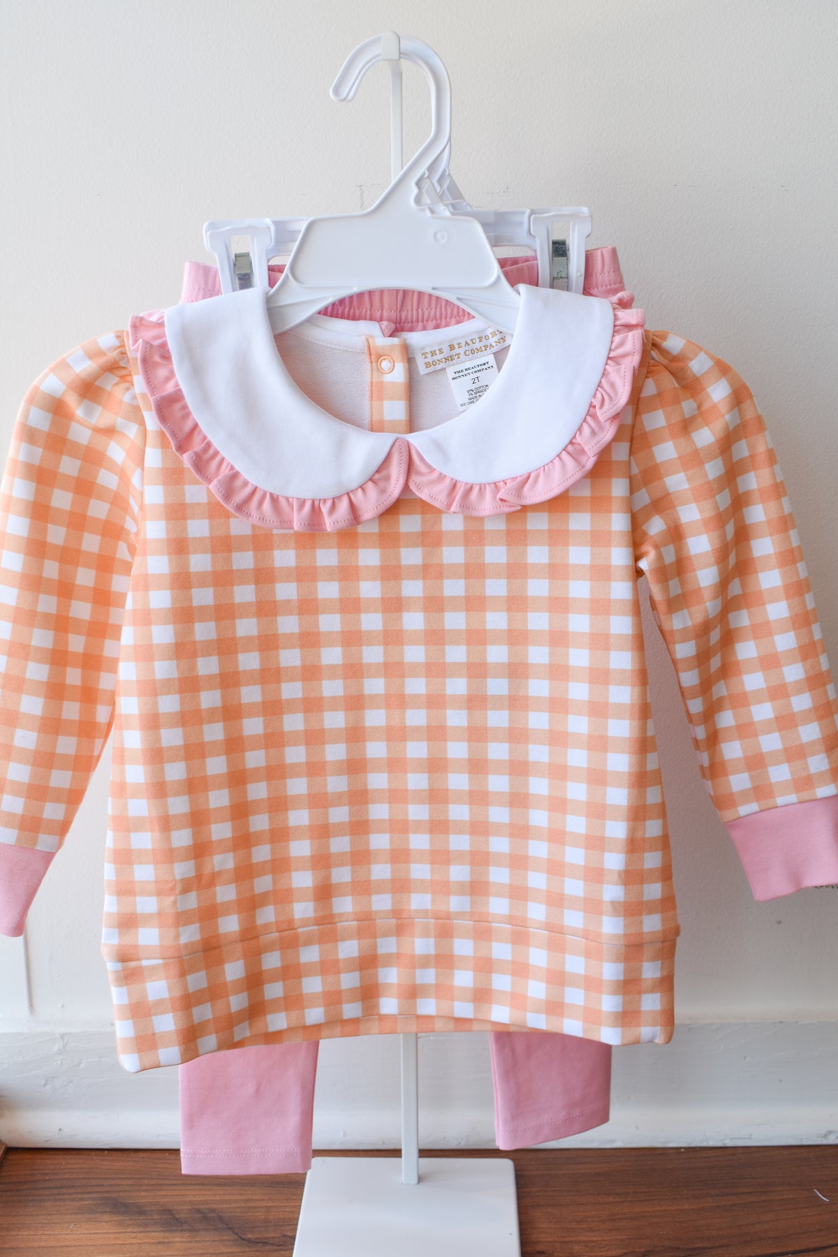 Maude's Ruffle Cassidy Comfy Crewneck-Sherbet Gingham