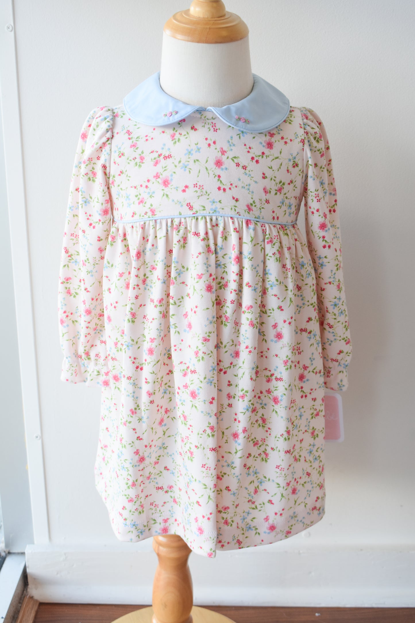 Pink Peonies Long Sleeve Knit Dress