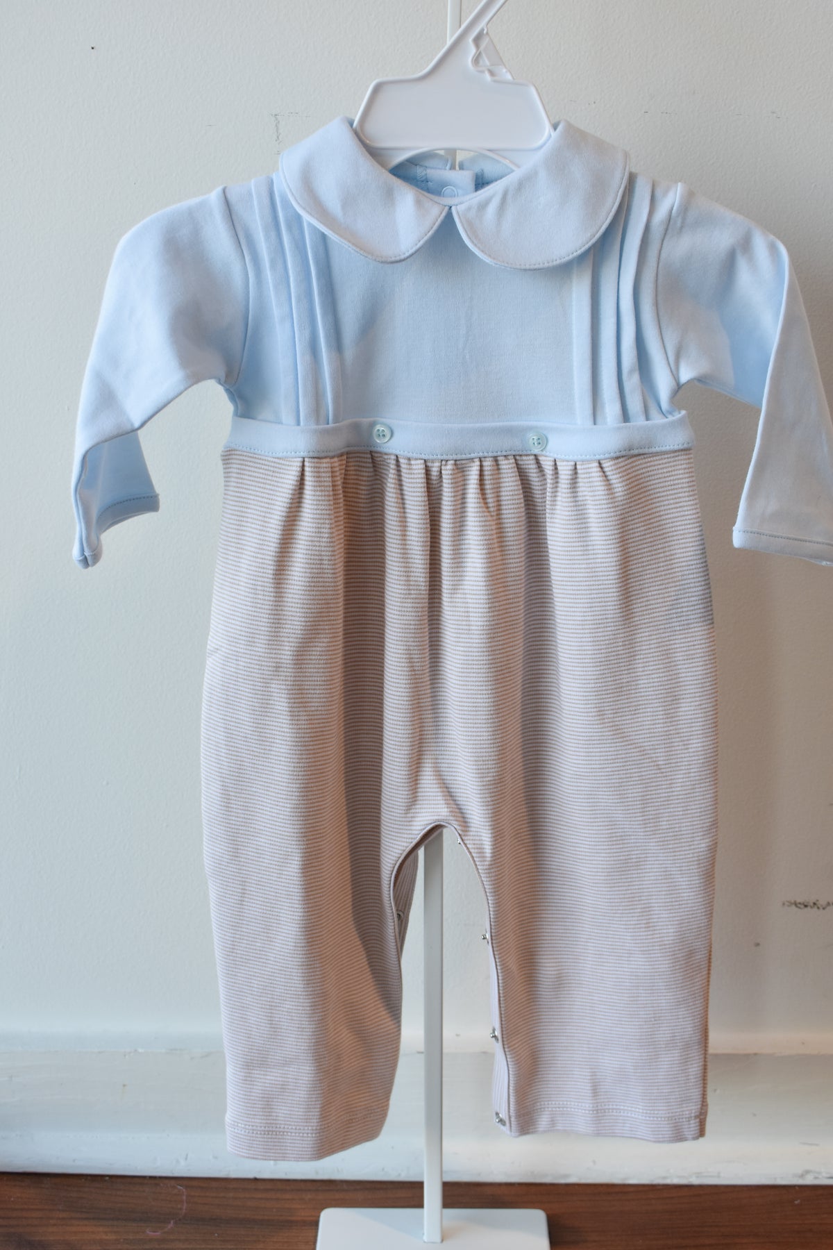 Fall Mini Stripe Blue Collared Longall