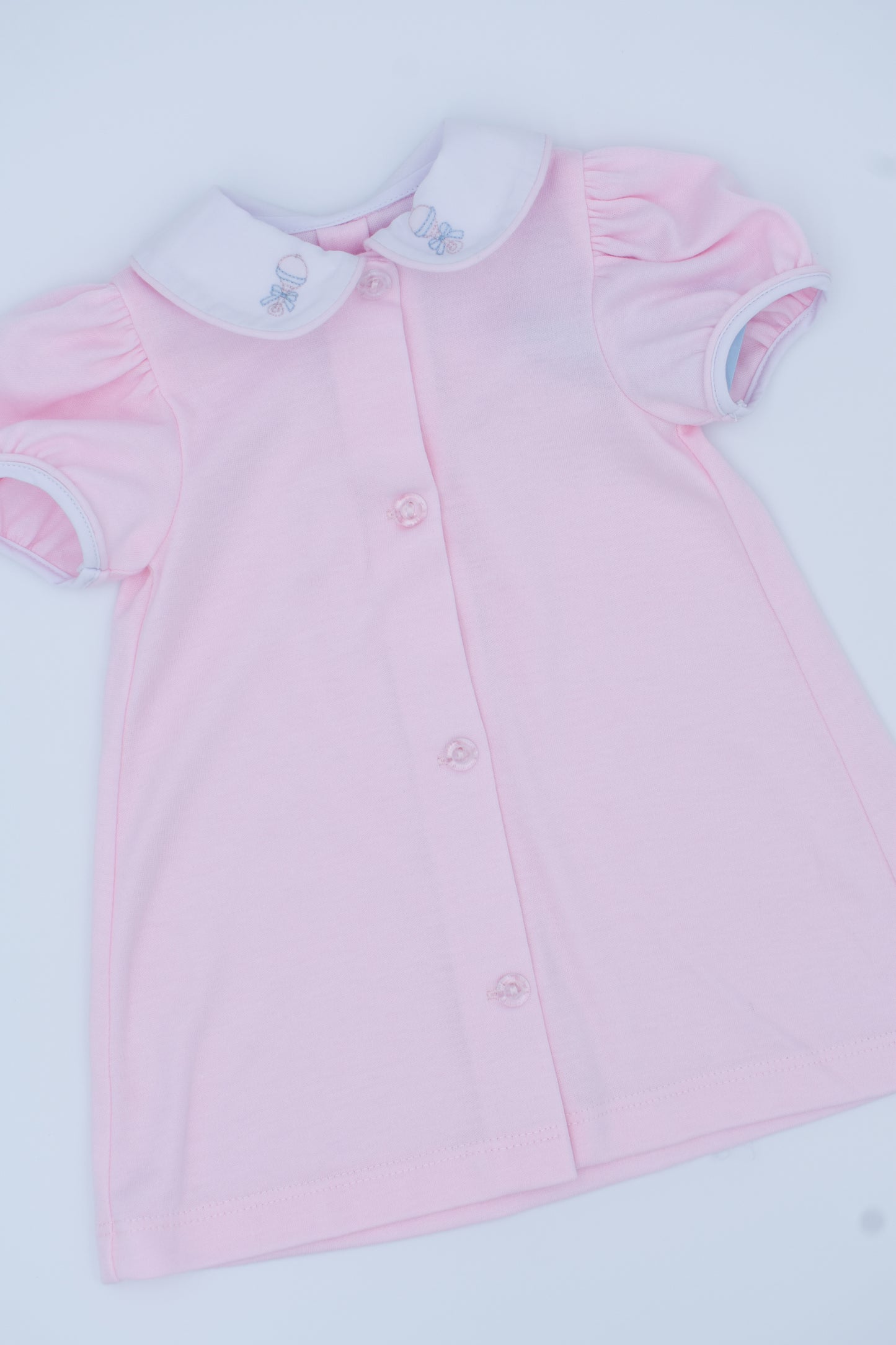 Baby's First Rattle Pink Knit Daygown