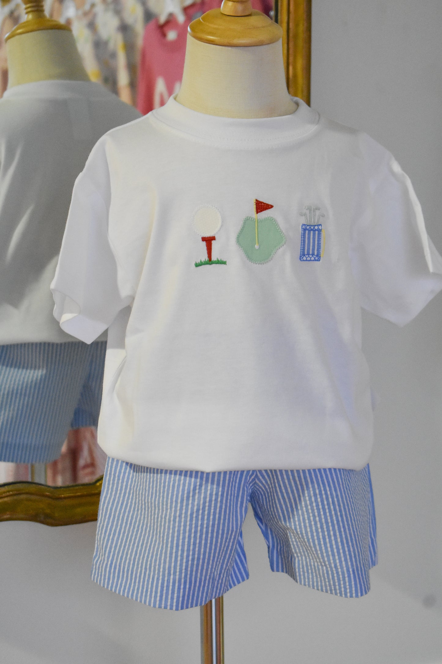 Mini Mulligans-Blue Striped Short Set