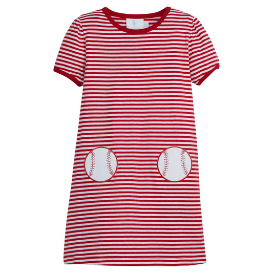 Applique Pocket Dress-Baseball