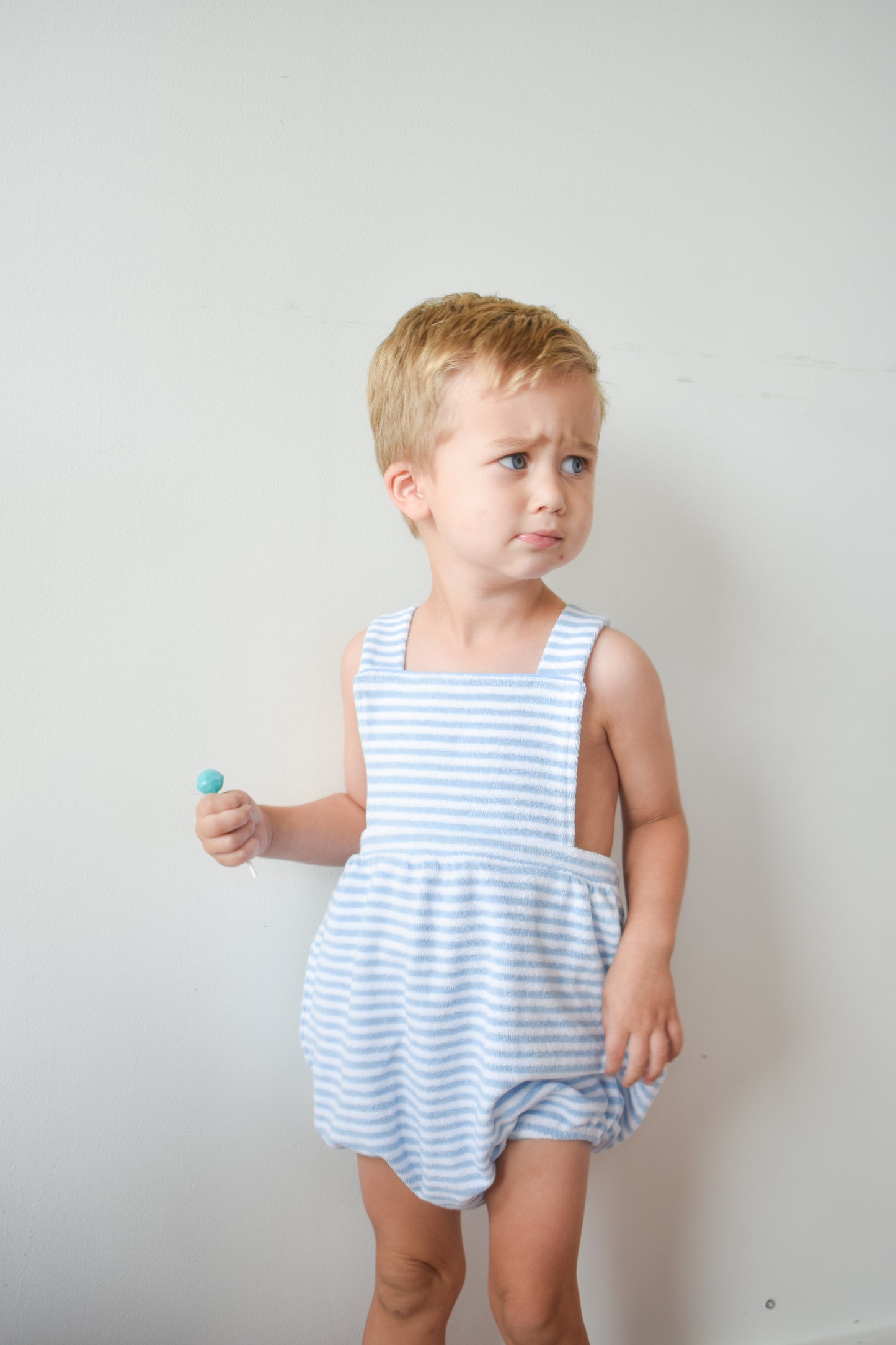 Light Blue Terrycloth Stripe Henry Bubble