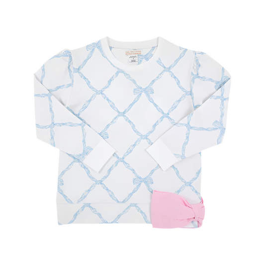 Puff Sleeve Cassidy Comfy Crewneck-Belle Meade Bow Blue