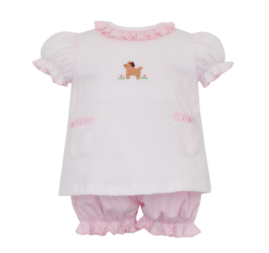 Petit Pups Pink Stripe Knit Bloomer Set