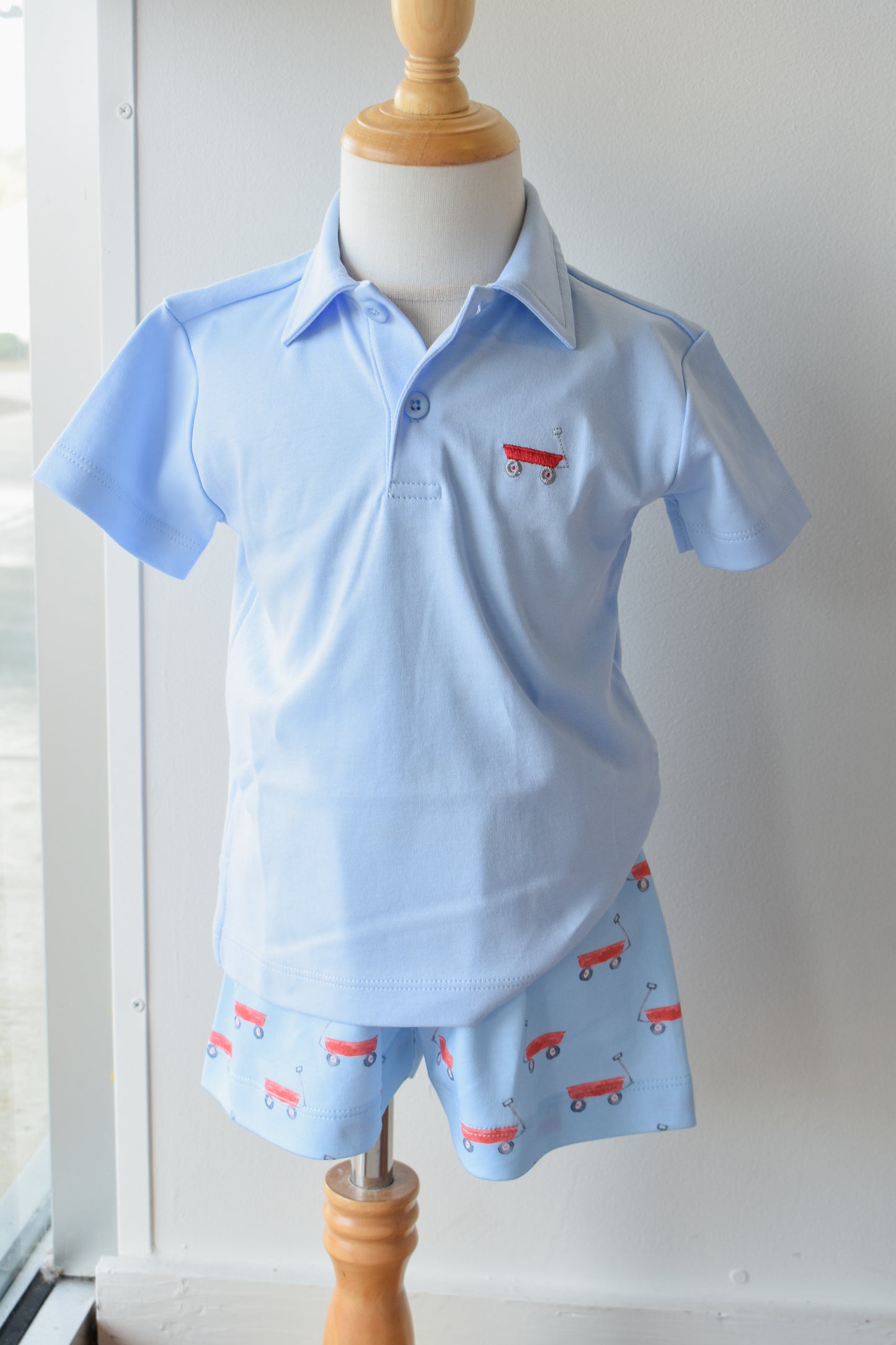 Lil Red Wagon Blue Knit Polo