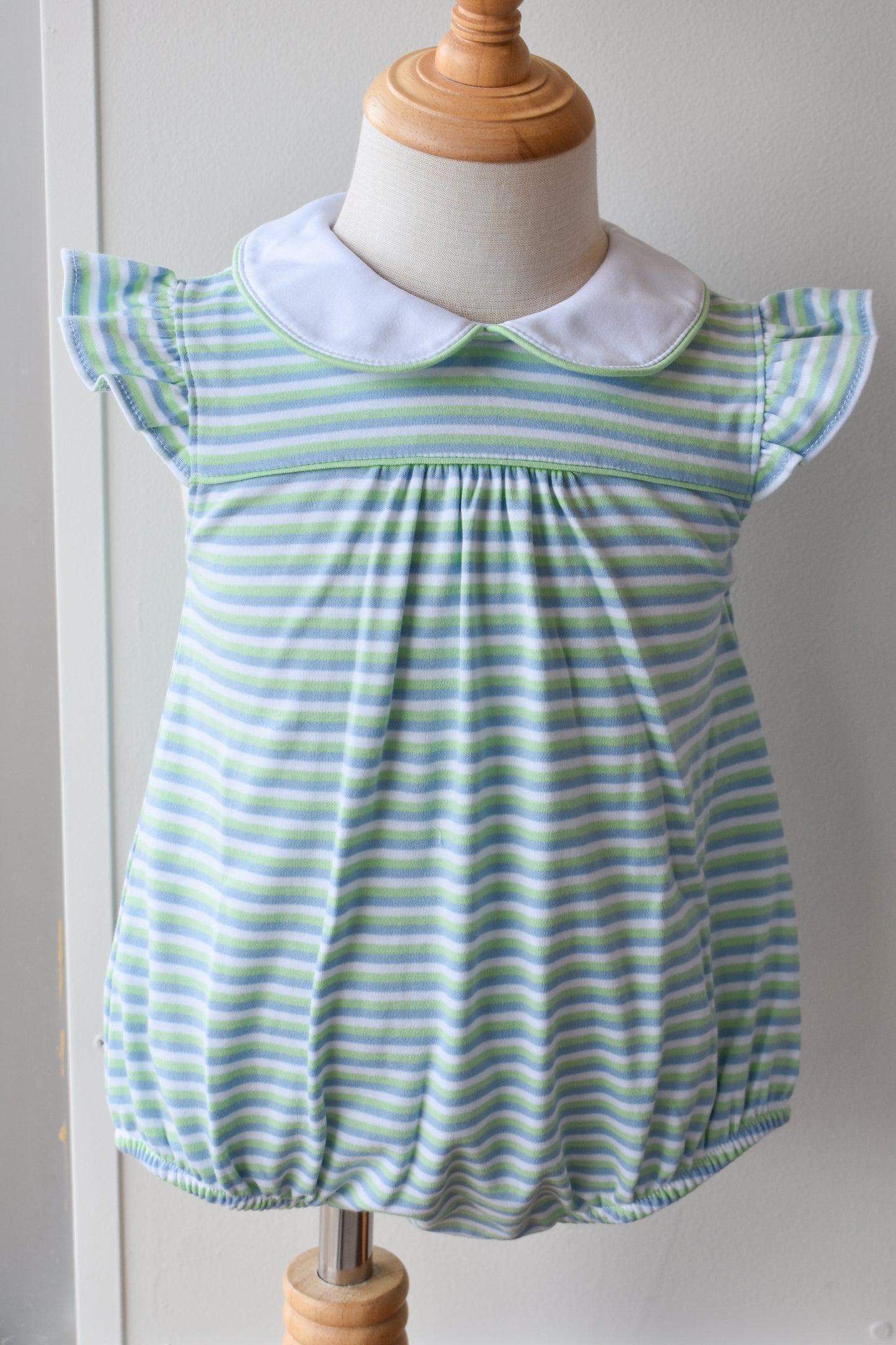 Angel Sleeve Peter Pan Bubble-Greenview Stripe