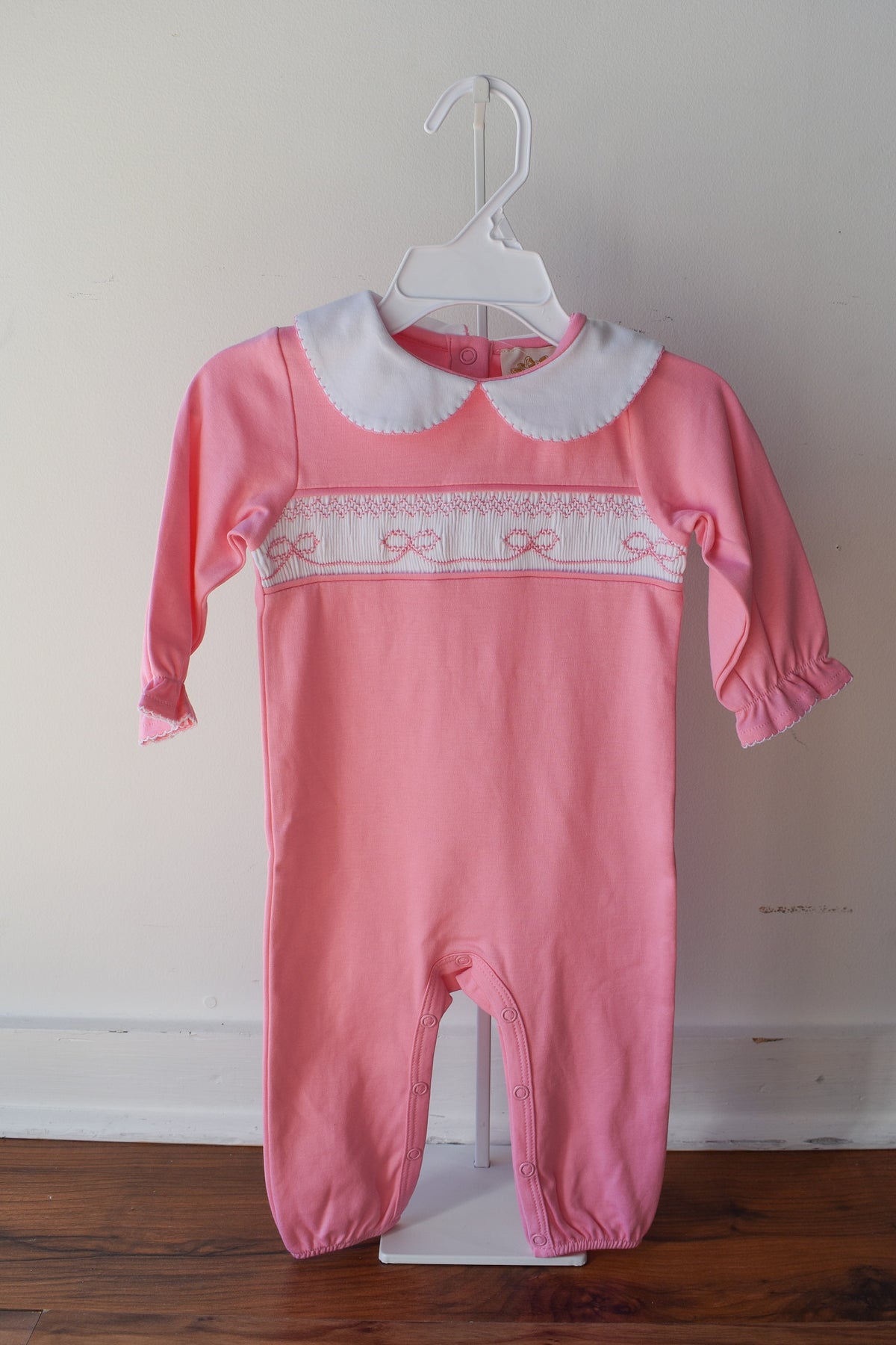 Rigsby Romper-Hamptons Hot Pink Pima White Smocking
