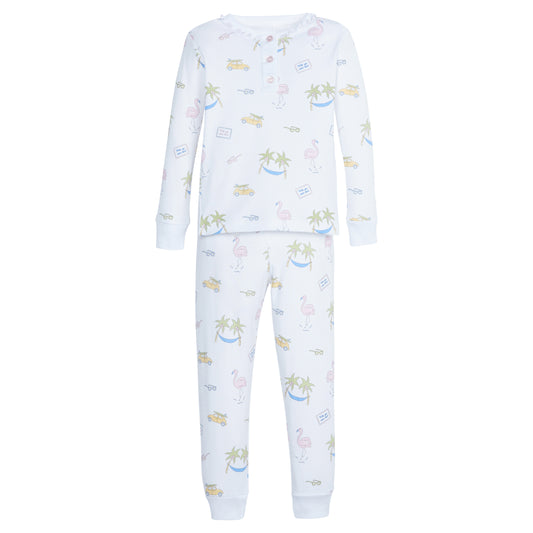 Ruffle Printed Jammies-Wish You Were Here