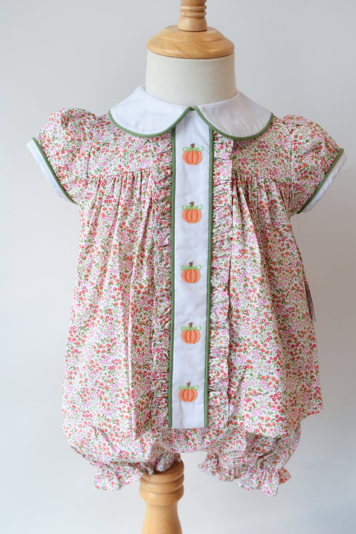 Pumpkin Embroidered Sally Bloomer Set-Autumn Grove Floral