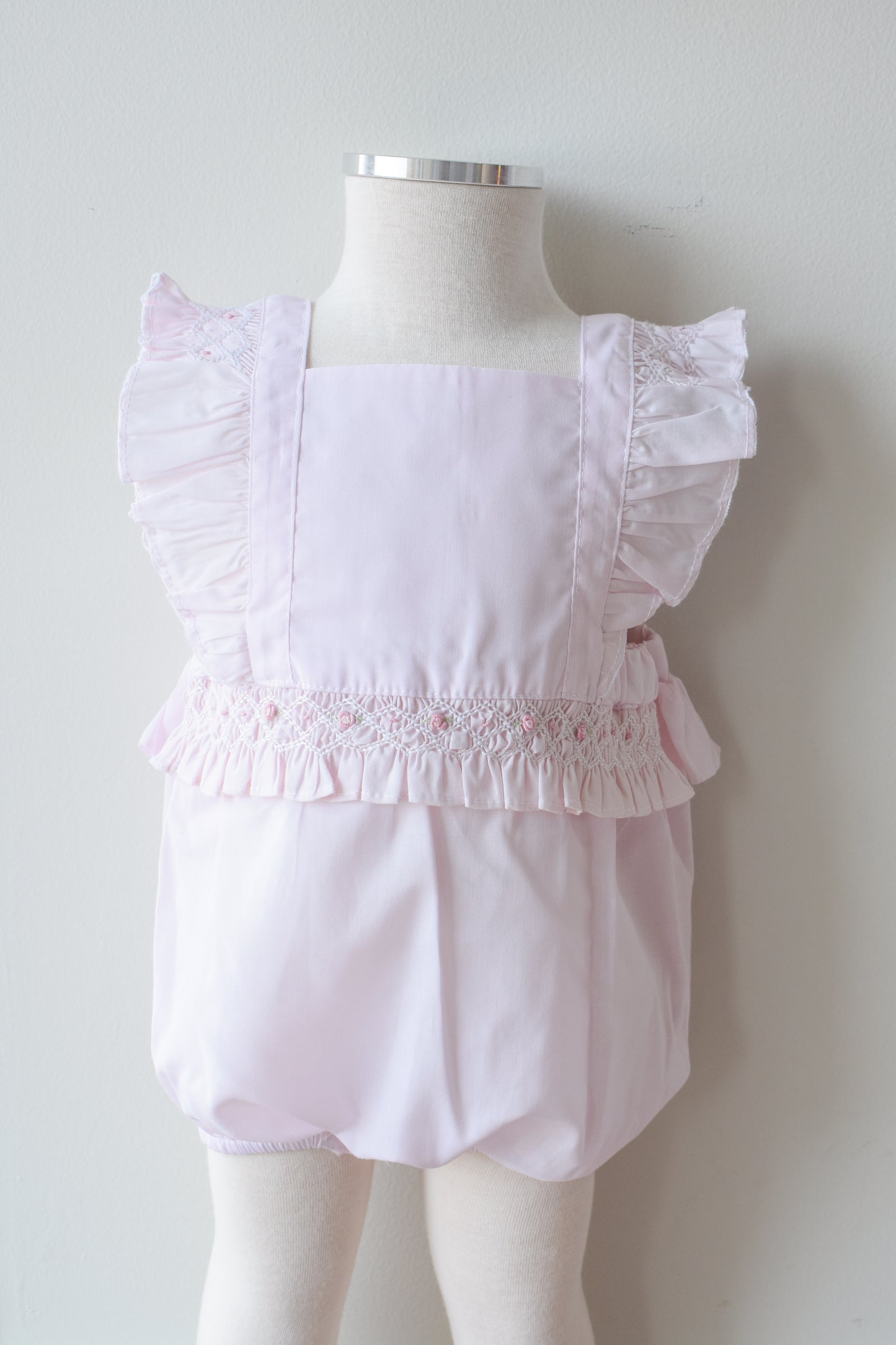 Pink Heirloom Smocked Ruffle Bubble