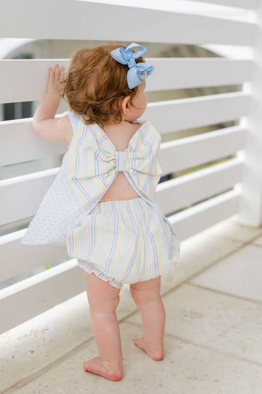 Blue Swiss Dot Lottie Bloomer Set