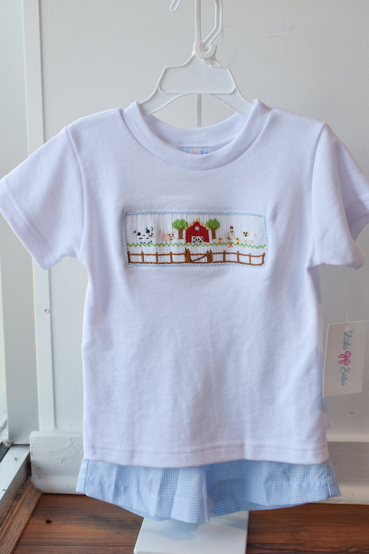 Tom's Farm Day Smocked Short Set
