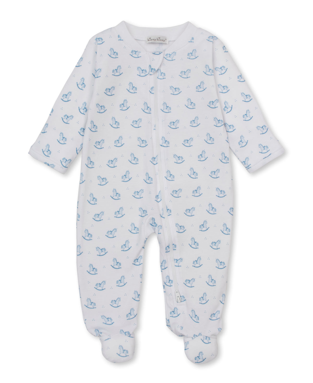 Blue Gingham Rockers Zip Footie