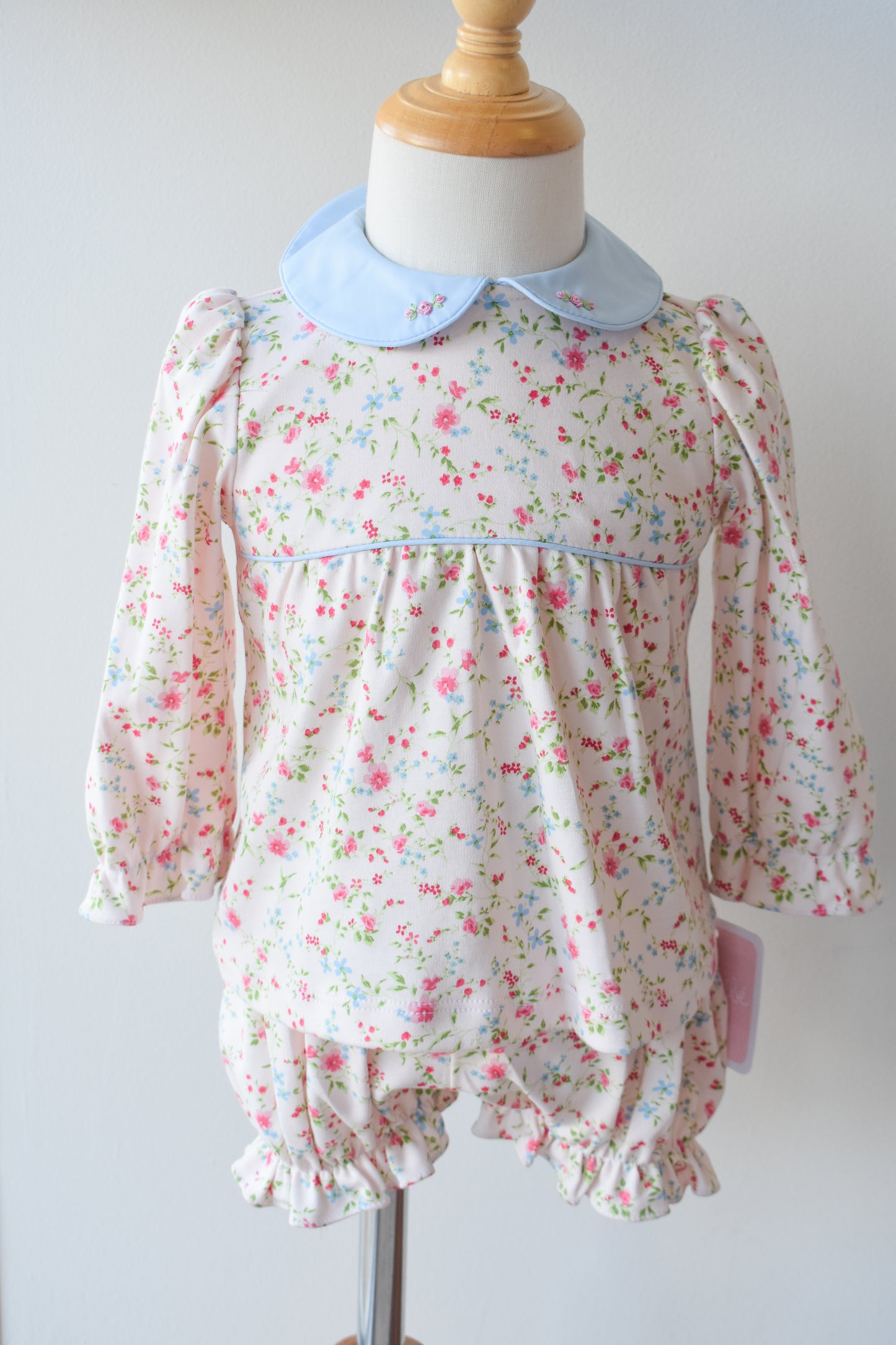 Pink Peonies Long Sleeve Knit Bloomer Set
