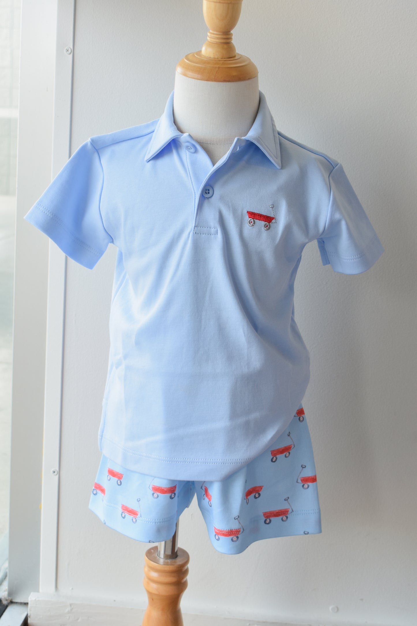Lil Red Wagon Blue Knit Polo