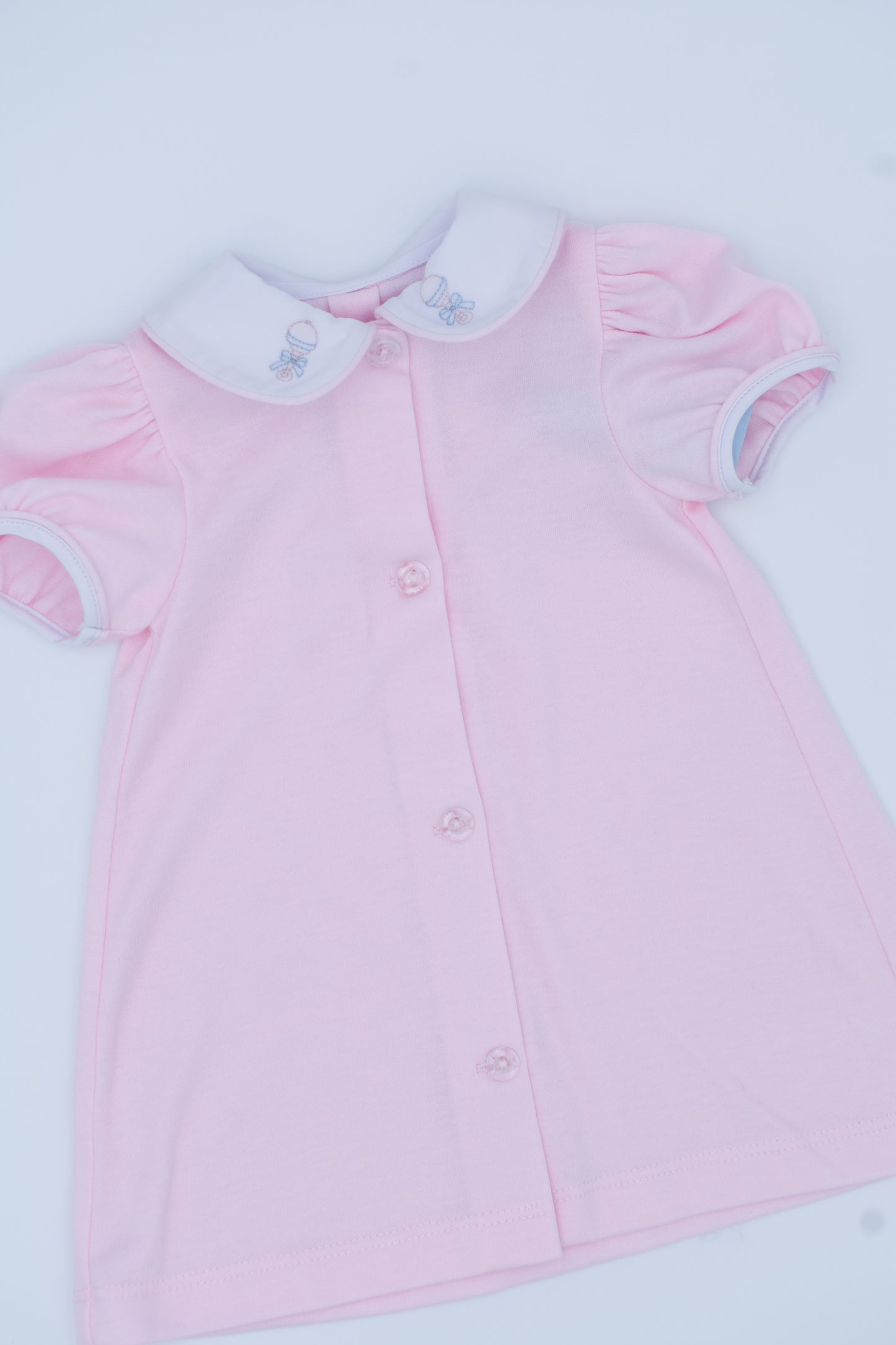 Baby's First Rattle Pink Knit Daygown