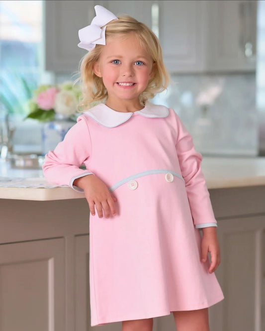 Lindy's Lunch Dress-Pima-Palm Beach Pink/Worth Ave White/Buckhead Blue