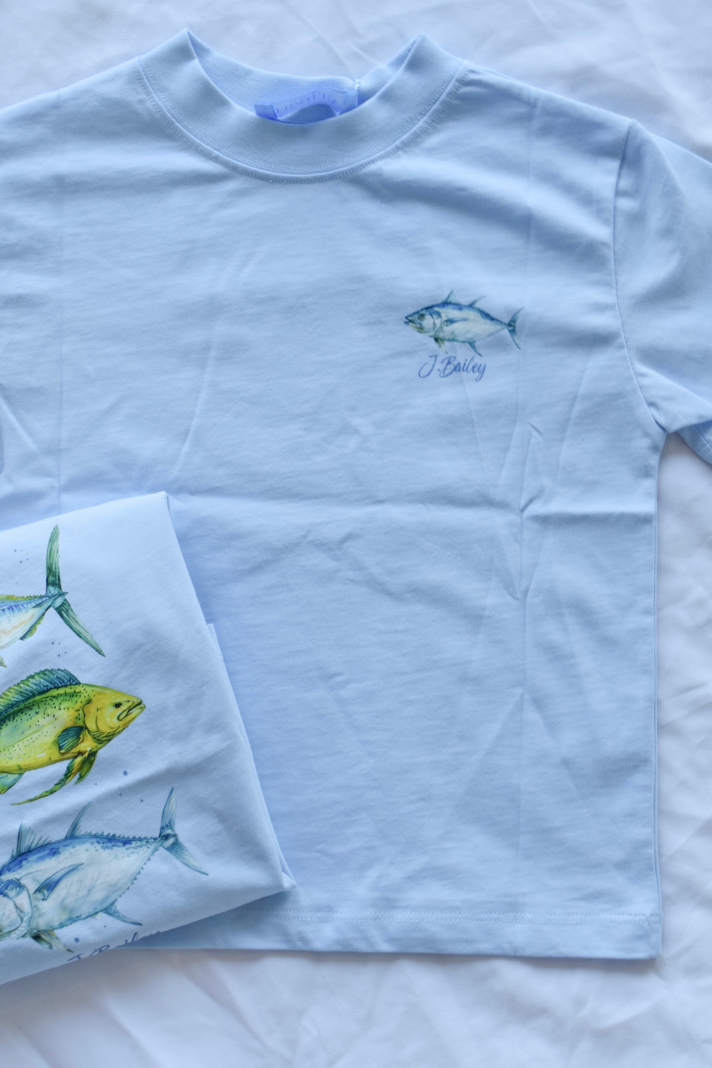 Short Sleeve Logo Tee-Fish Trio on Bayberry