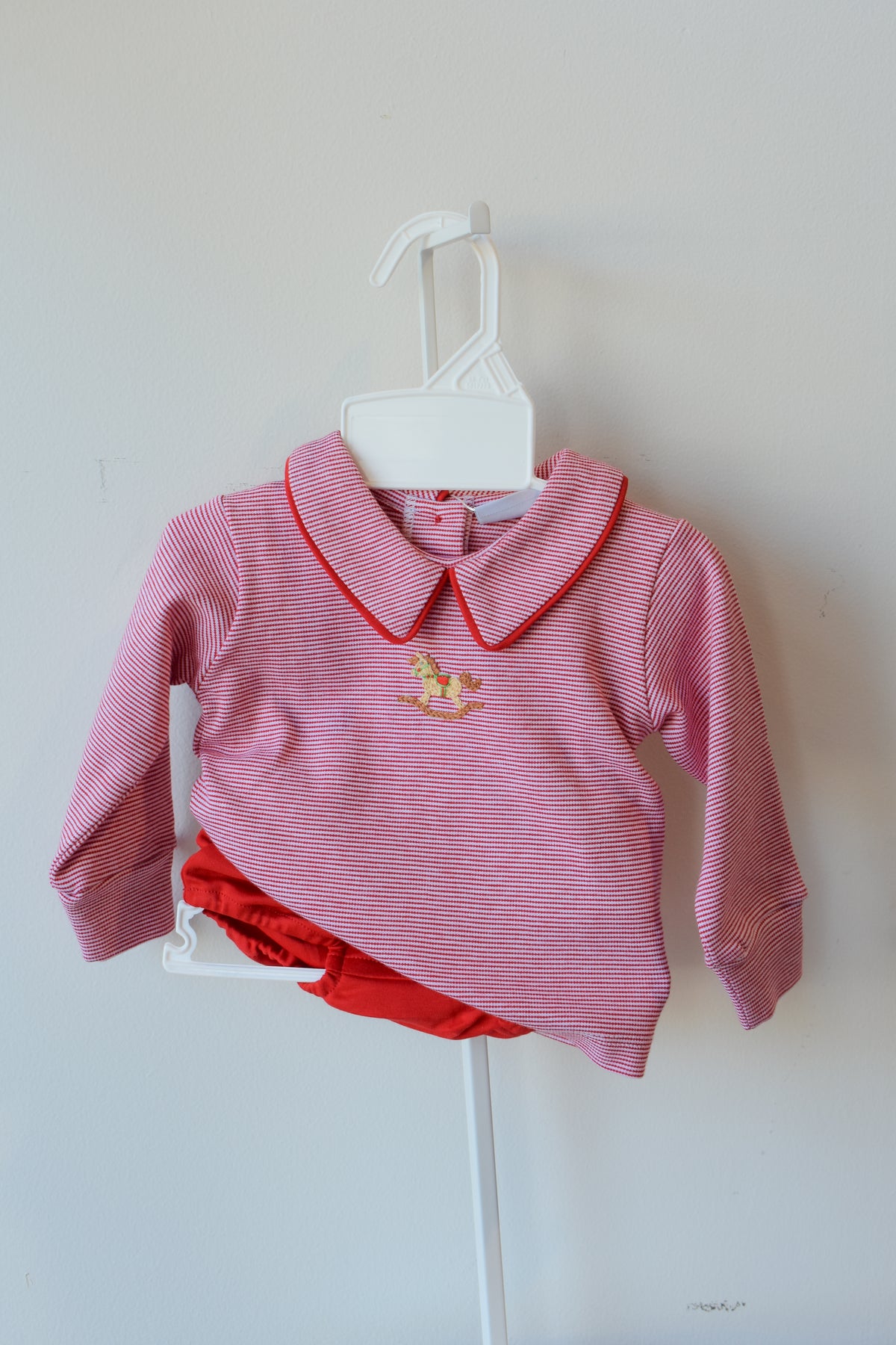 Holiday Horse Long Sleeve Collared Diaper Set
