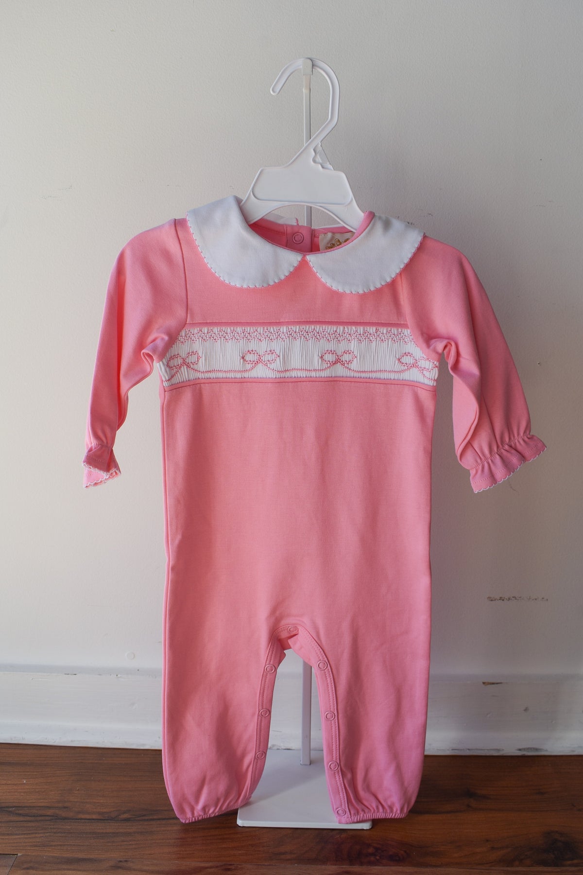 Rigsby Romper-Hamptons Hot Pink Pima White Smocking