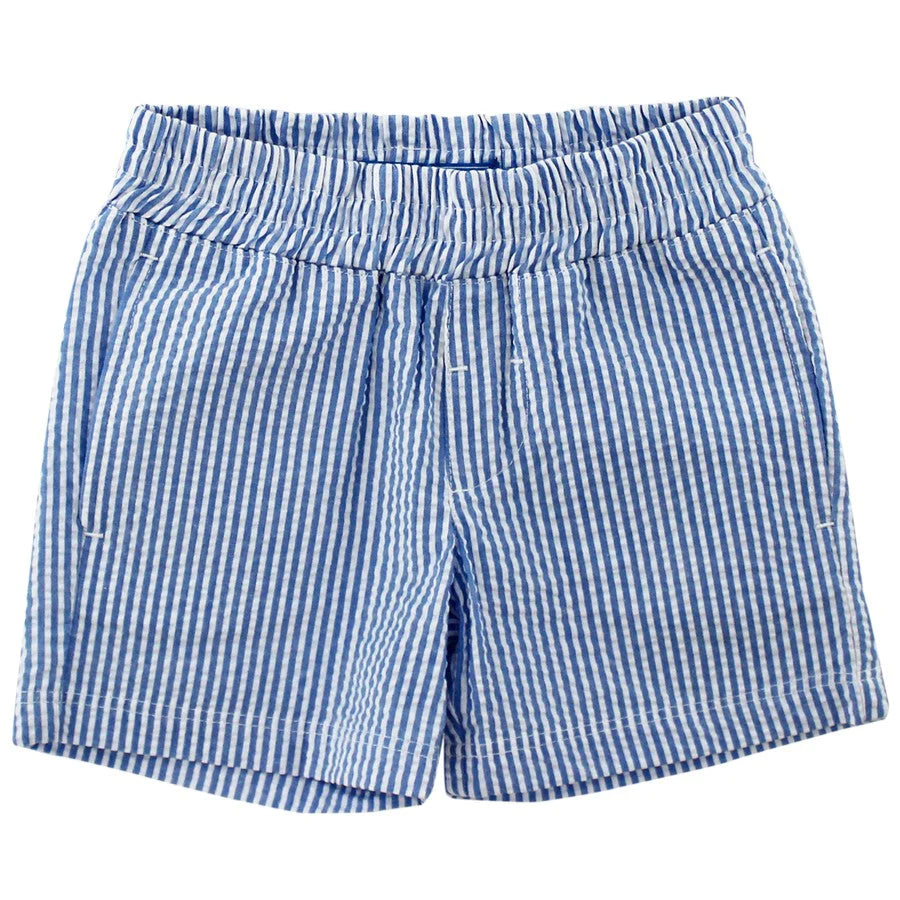 Seaside Pull On Short- Sailor Blue Seersucker