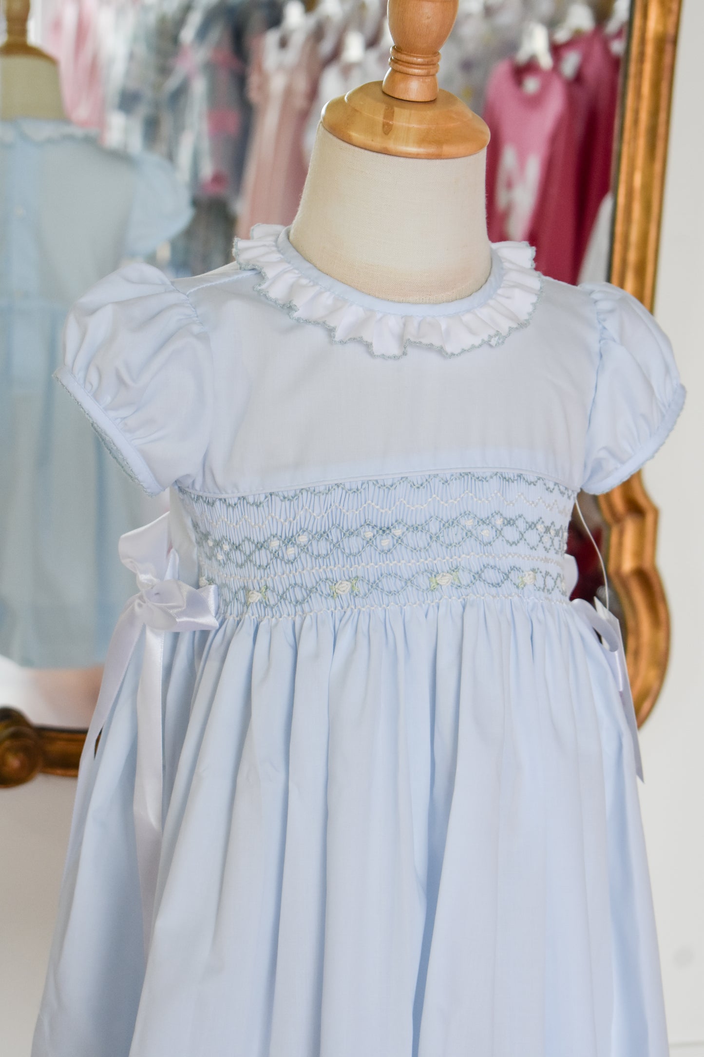 "Something Blue" Rose Smocked Dress