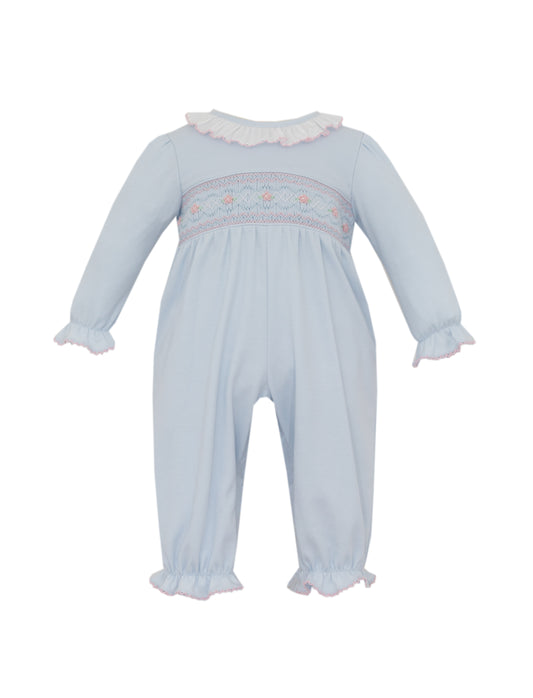 Olivia's Smocked Ruffle Trim Knit Romper