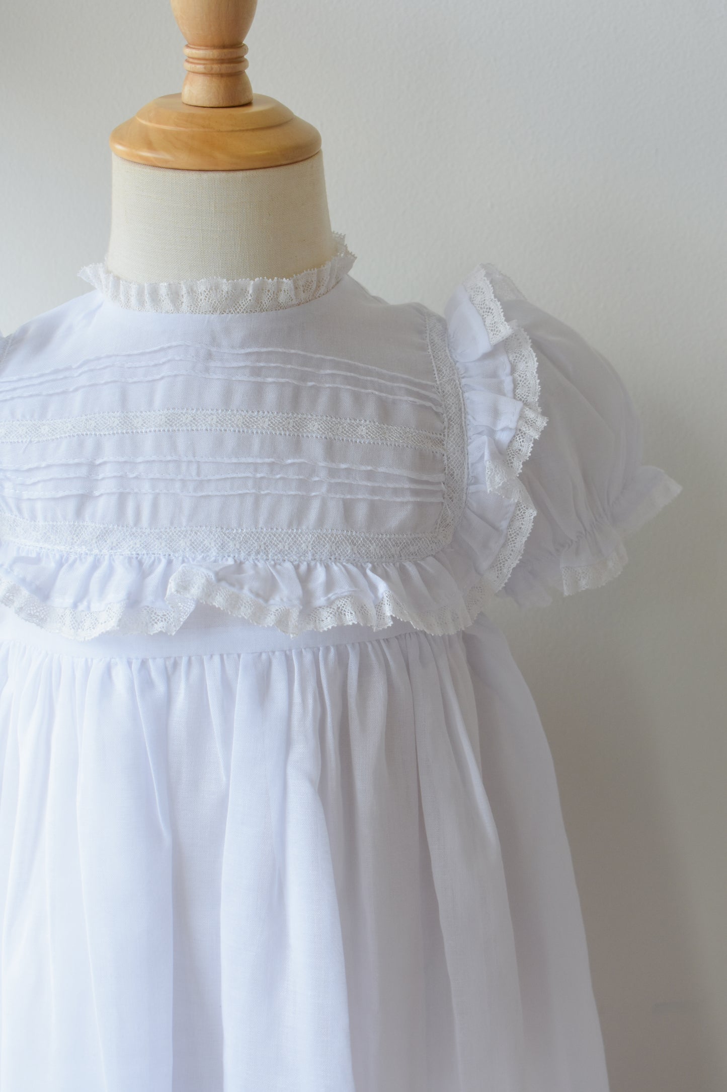 White Voile & Lace Wedding Dress-Tea Length
