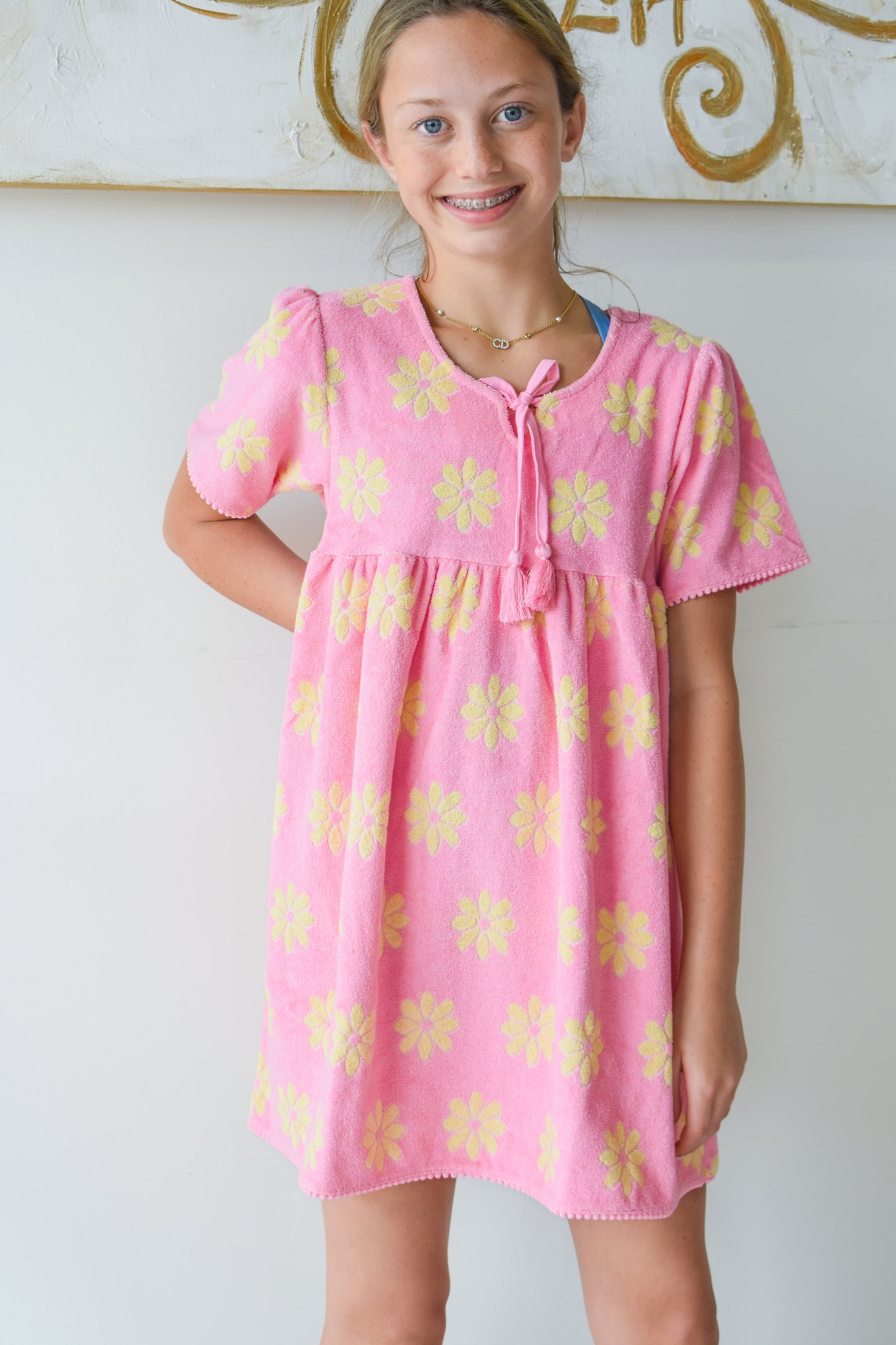 Riviera Dress-Pink Floral Terry