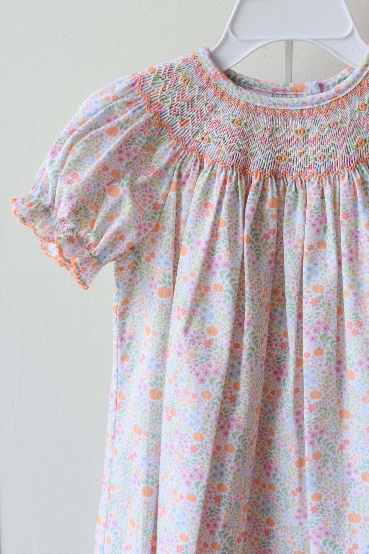 Pumpkin Patch Florals Smocked Bishop Dress