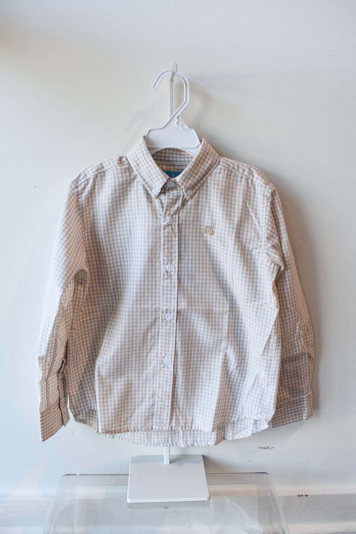 Roscoe Button Down Dress Shirt-Khaki Check
