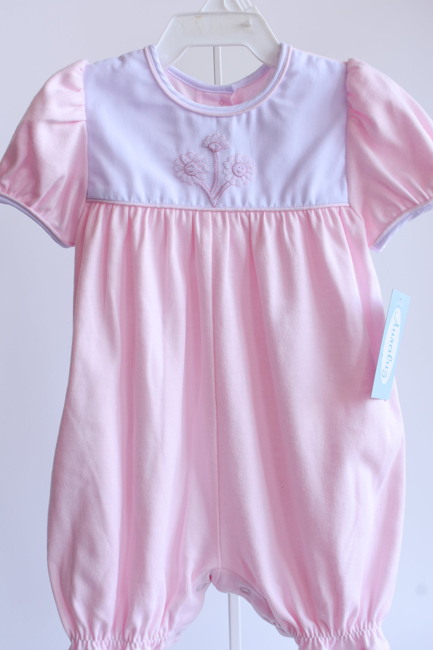 Daisy Detailed Pink Knit Bubble Romper