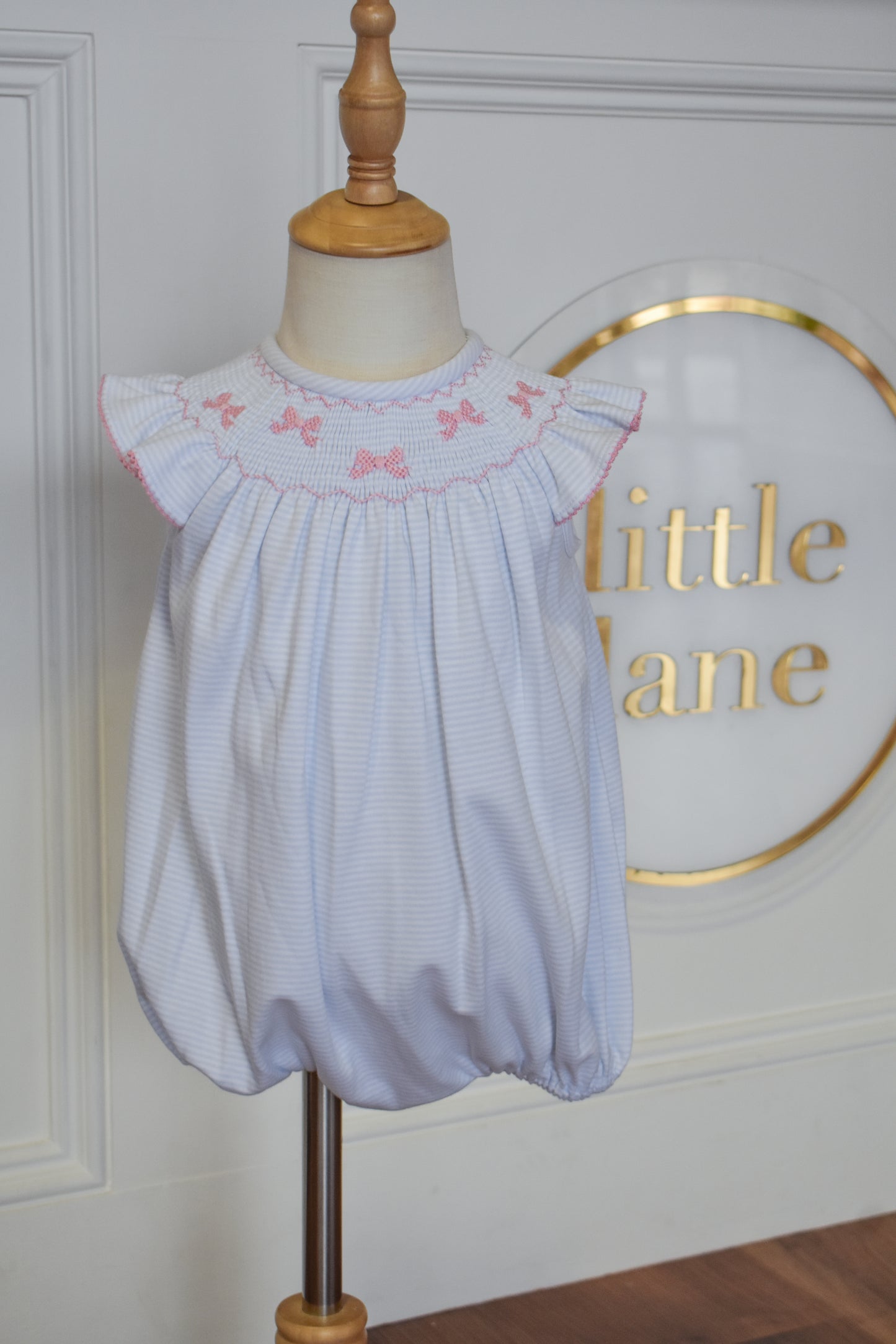 Eloise Bow Smocked Bishop Bubble-Knit