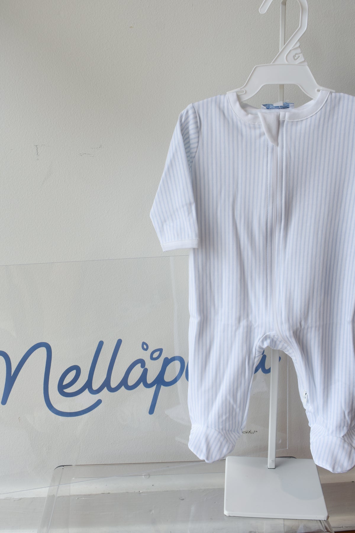 Blue Classic Nella Stripe Zipper Footie