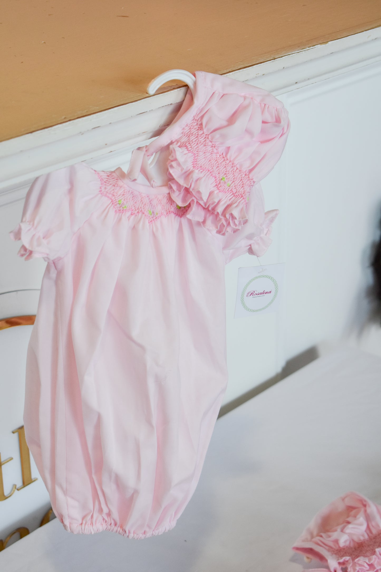 Baby Doll Smocked Gown/Bonnet Set