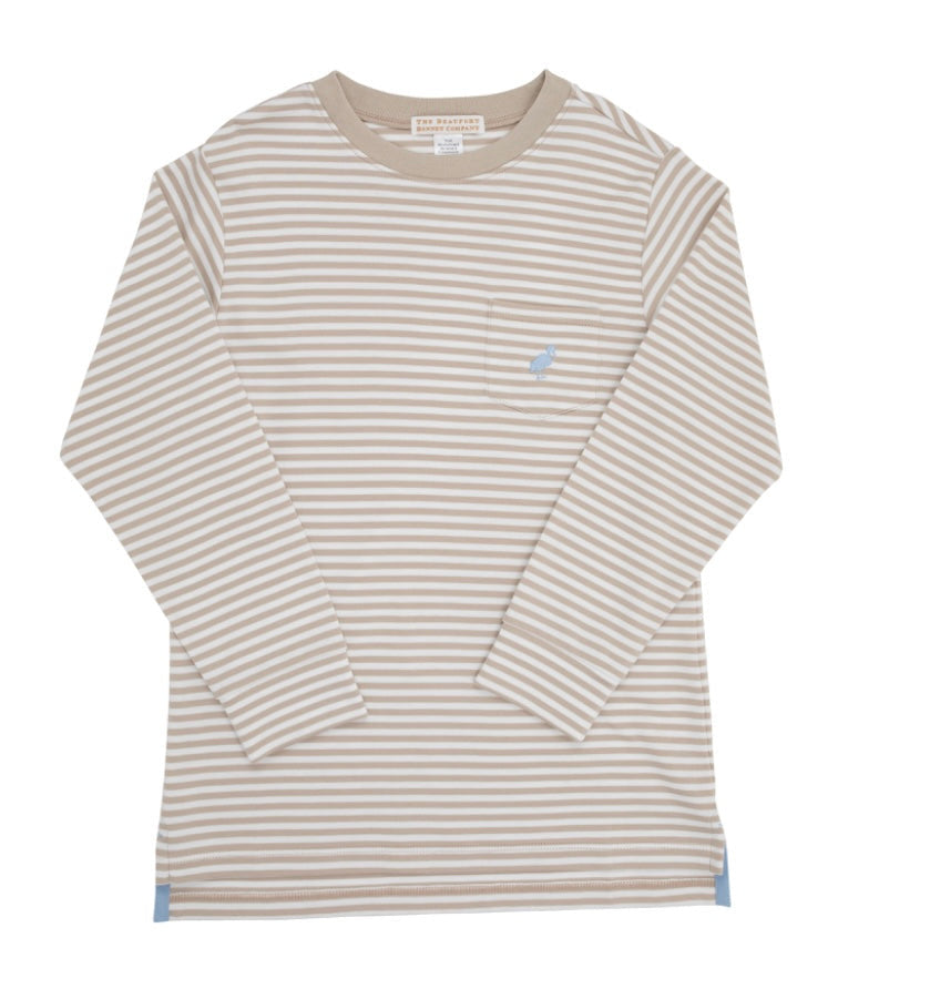 Long Sleeve Carter Crewneck-Keeneland Khaki Stripe/Barrington Blue