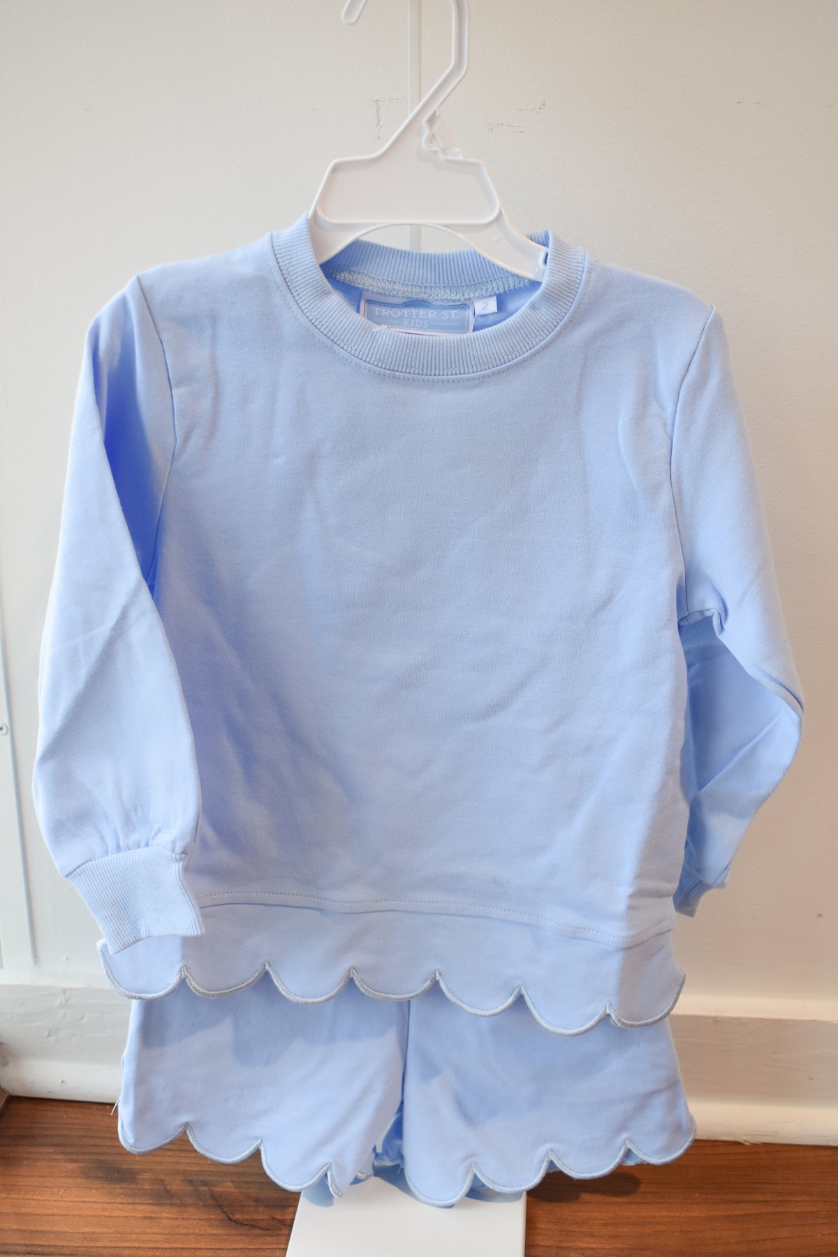 Sophia Scalloped Short Set-Light Blue