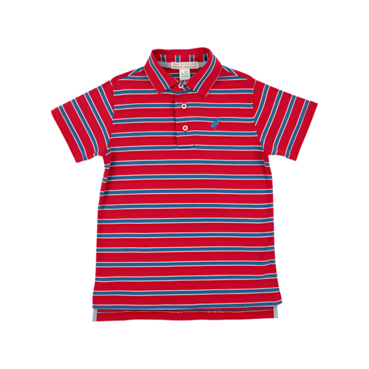 Prim and Proper SS Polo-Richmond Red/Woodboat Blue Stripe