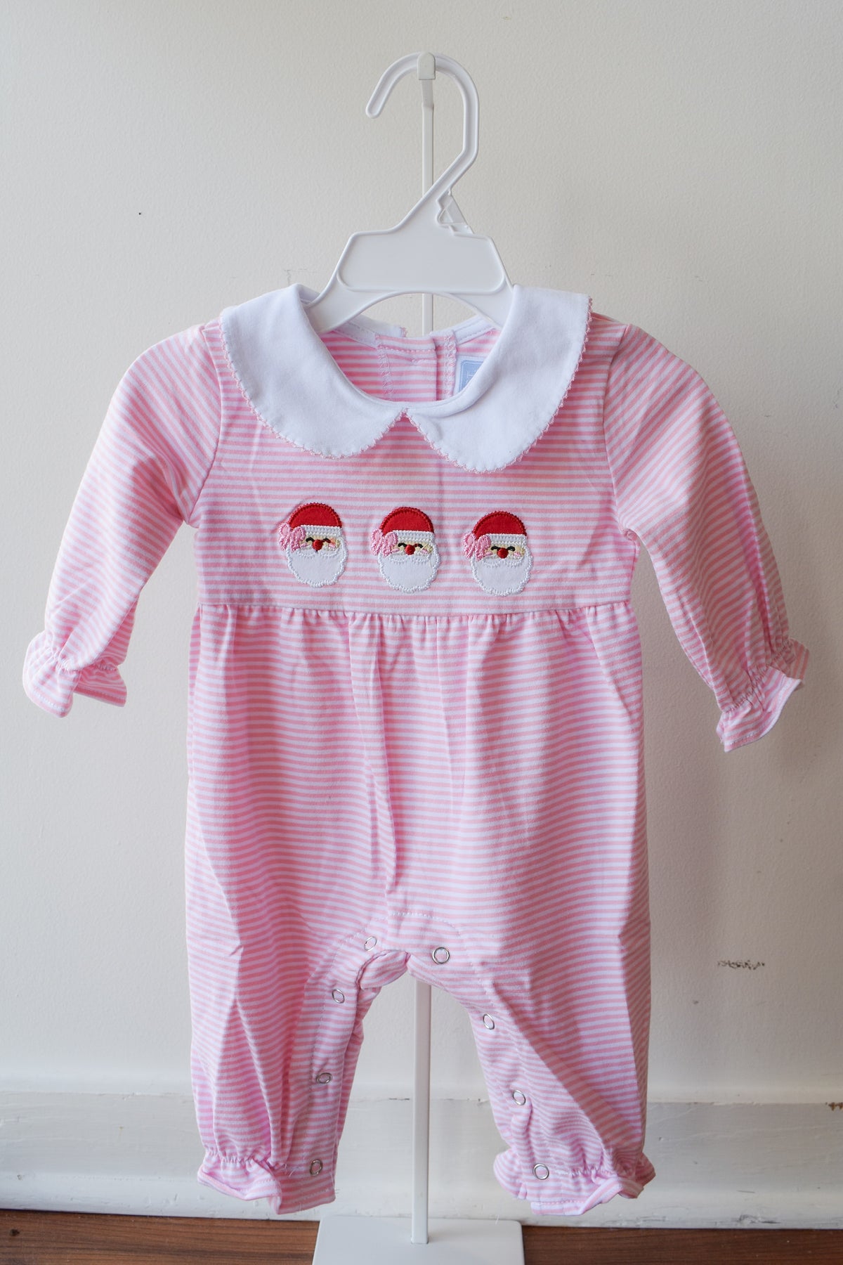 Santa Trio Pink Knit Romper