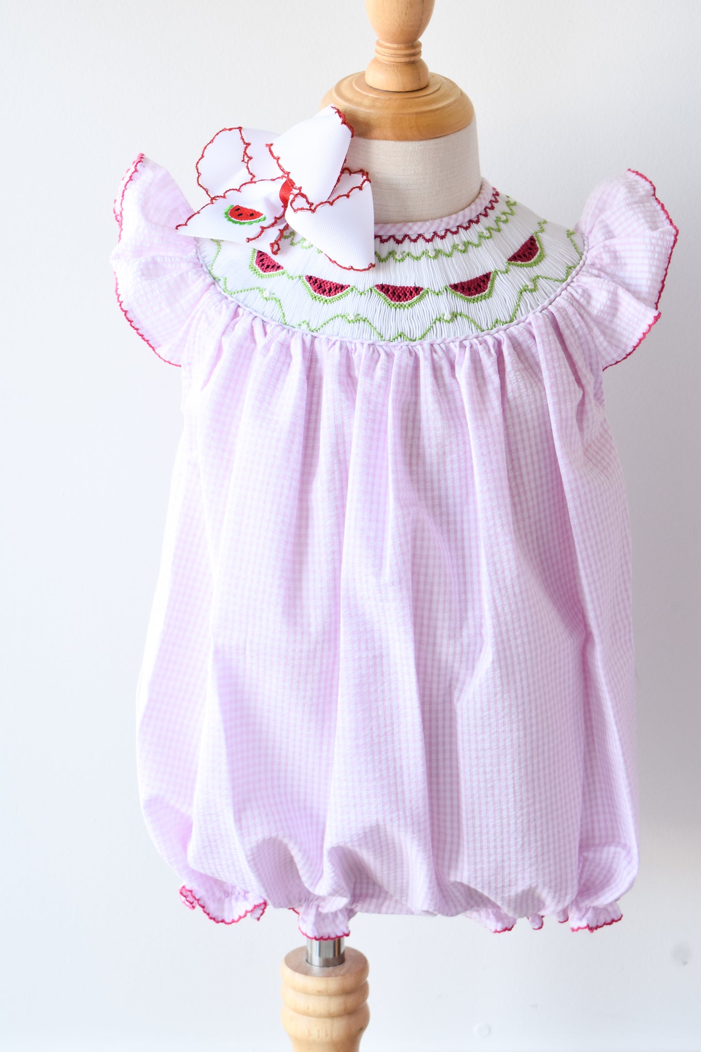Emmie Watermelon Smocked Bubble