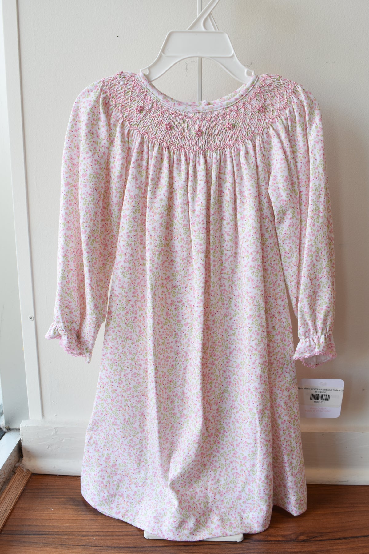 Harper Mini Floral Smocked Knit Bishop Dress