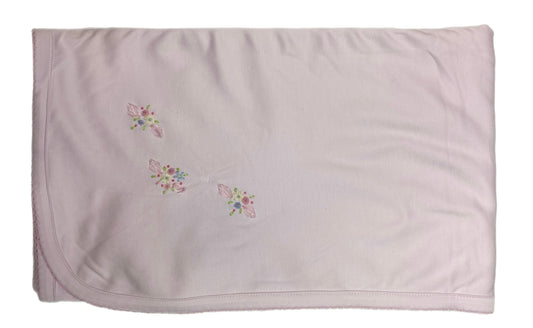 Pink Blanket w/ Flower Emb