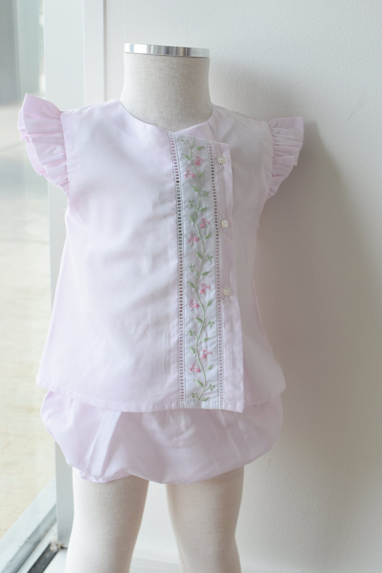 Pink Florals n Vines Diaper Set