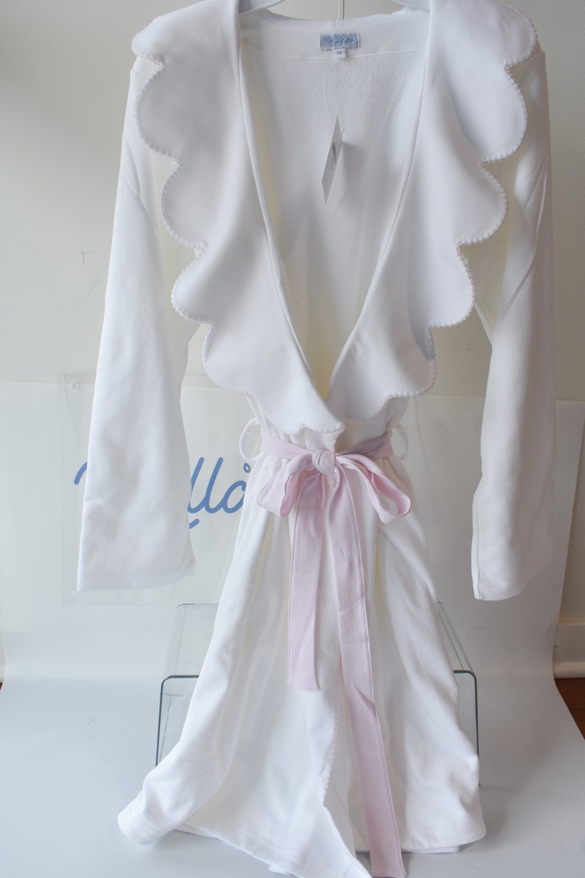 Nella Women's Robe-Pink Picot Trim
