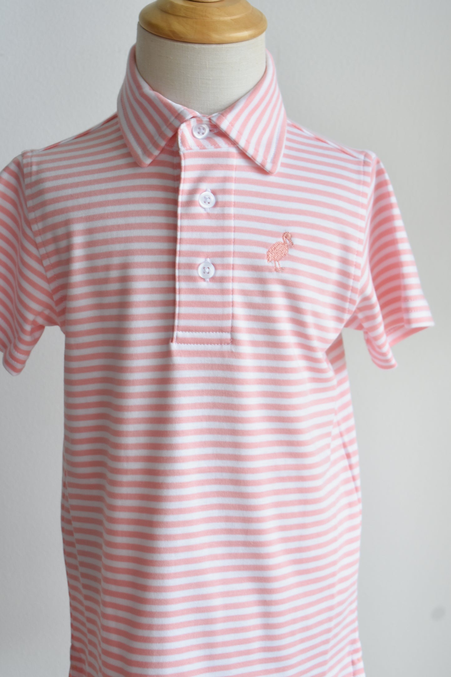 Prim and Proper Polo-Sanibel Salmon Stripe