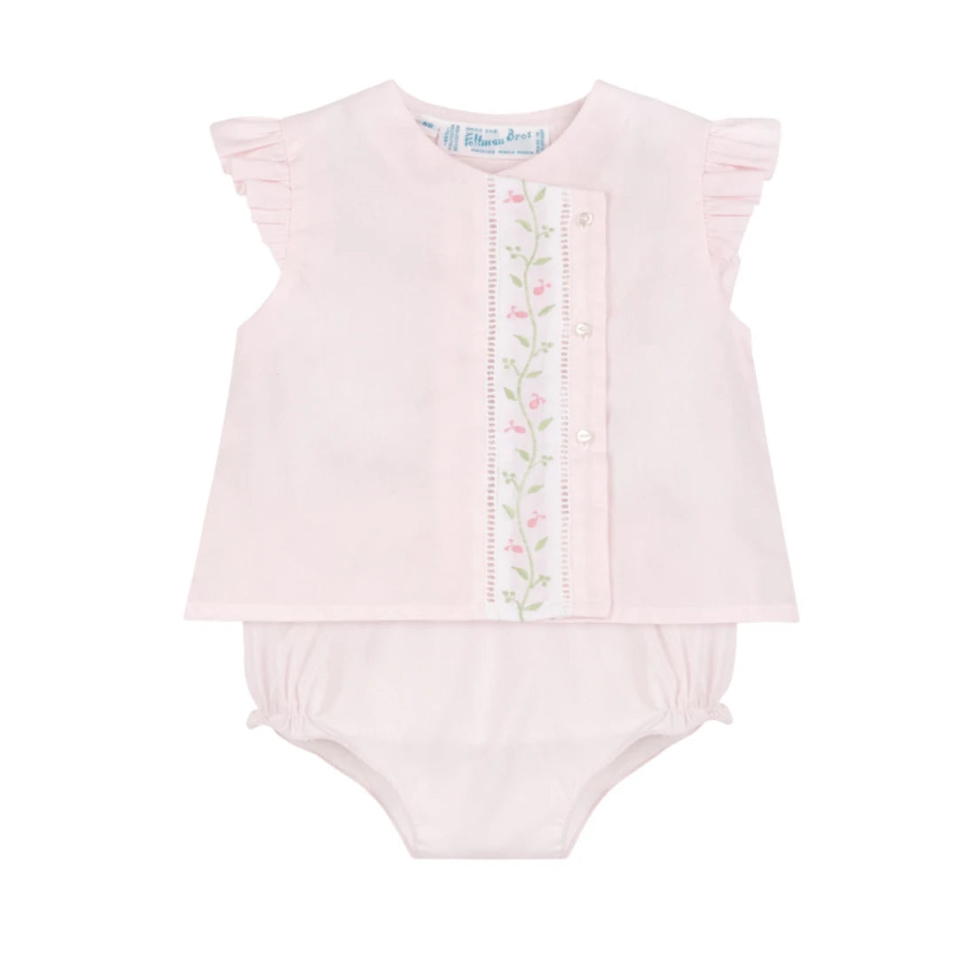 Pink Florals n Vines Diaper Set