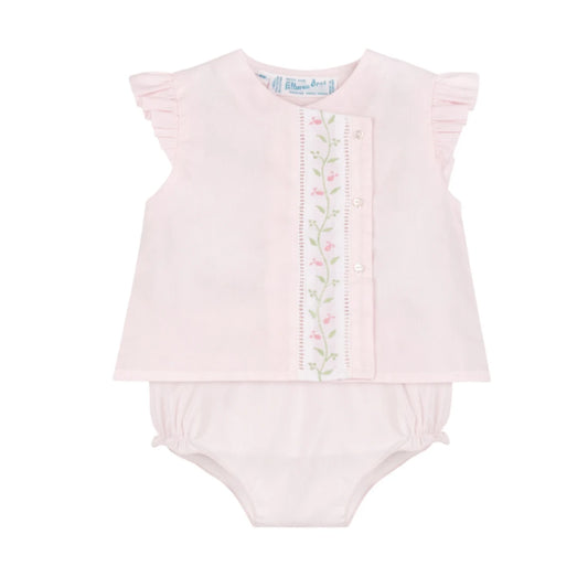 Pink Florals n Vines Diaper Set