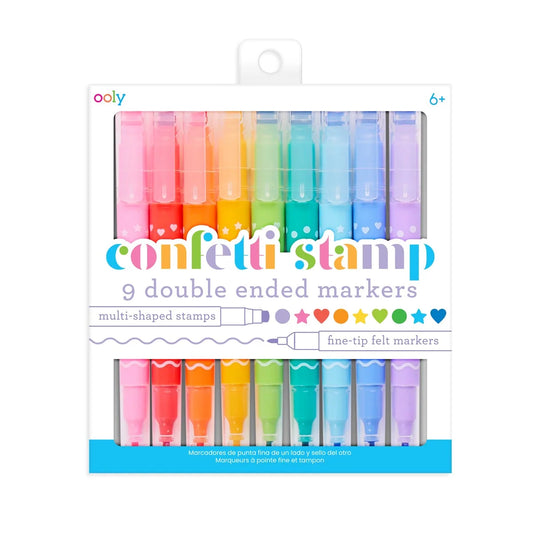 Confetti Stamp-Double Ended Markers (Set of 9)