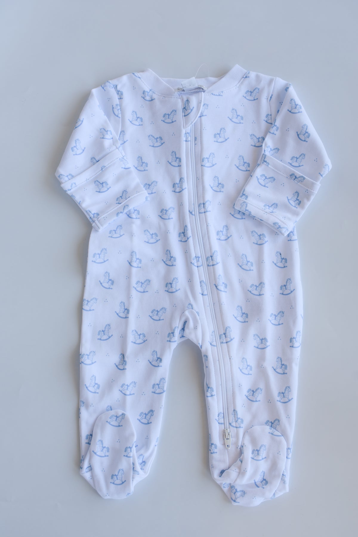 Blue Gingham Rockers Zip Footie